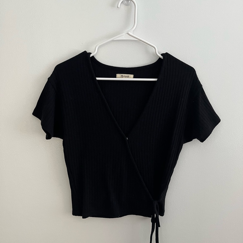 Madewell Black Wrap Top